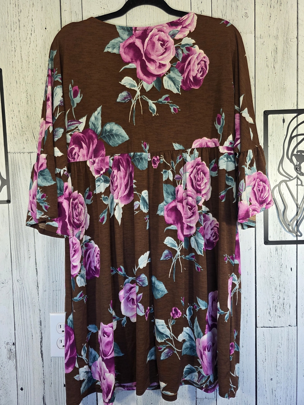 NWOT Dear Scarlett Brown Floral Babydoll Mini Dress Size Large - Picture 7 of 10